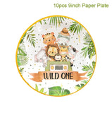 Popxstar Jungle Animals Disposable Tableware Wild One Woodland Safari 1st Birthday Party Decoration Kids Baby Shower Jungle Themed Party