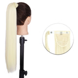 Popxstar Synthetic Corn Wavy Long Ponytail  Hairpiece Wrap on Clip Hair Extensions Ombre Brown Pony Tail Blonde Fack Hair