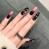 24pcs Wearable Pink Press On Fake Nails Tips With Glue false nails design Butterfly Lovely Girl false nails With Wearing Tools