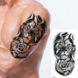 Popxstar New Waterproof Temporary Tattoo Sticker Forest Lion King Tiger Skull Flash Man Wolf Dragon Body Art Arm Fake Tattoos Women