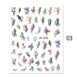 Popxstar Geometric Lines Flowers Leaves 3D Nail Sticker Figure Woman Face Pattern Special Self Adhesive Nail Art Decals Manicures Sliders