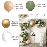 Popxstar Macaron Sage Green Gold Balloon Garland Arch Kit Kids Birthday Wedding Party Orange Latex Baby Shower Decoration Balloons