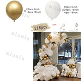 Popxstar White Metal Gold Balloon Garland Arch Kit Girl Propose Wedding Party Latex Birthday Ballons Gender Reveal Baby Shower Decoration