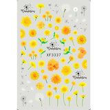 Popxstar black Glue Stickers Spring Summer Daisys Sunflowers Nail Decals Decoration For Nail Art Manicure Beauty