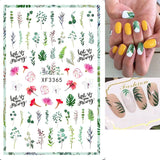 Popxstar black Glue Stickers Spring Summer Daisys Sunflowers Nail Decals Decoration For Nail Art Manicure Beauty