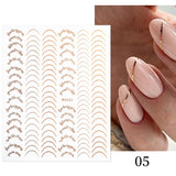 Popxstar Geometric Lines Flowers Leaves 3D Nail Sticker Figure Woman Face Pattern Special Self Adhesive Nail Art Decals Manicures Sliders