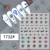 Popxstar Nail Art Stickers Water Decals Eyes Stripe Nail Art Decorations for Manicure Accessories Press on Nails Foil Stickers and Decals