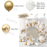 Popxstar White Metal Gold Balloon Garland Arch Kit Girl Propose Wedding Party Latex Birthday Ballons Gender Reveal Baby Shower Decoration