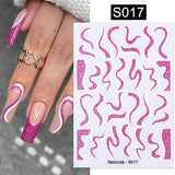 Popxstar French 3D Nail Decals Stickers Stripe Line French Tips Transfer Nail Art Manicure Decoration Gold Reflective Glitter Stickers