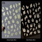 Popxstar French 3D Nail Decals Stickers Stripe Line French Tips Transfer Nail Art Manicure Decoration Gold Reflective Glitter Stickers