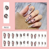 24Pcs/Box Sweet Short Round/Square Head False Nail Art Full Cover Detachable Artificial Fake Nails Ballerina Press on Nails Tips