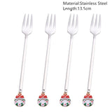 Popxstar 4Pcs Navidad Christmas Coffee Spoons Teaspoons Dessert Stainless Steel Spoons Tableware Christmas Gift Noel New Year