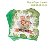 Popxstar Jungle Animals Disposable Tableware Wild One Woodland Safari 1st Birthday Party Decoration Kids Baby Shower Jungle Themed Party