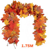 Popxstar 1.75M Red Maple Leaf Vine Garland Decoration Autumn Thanksgiving Autumn Decoration Outdoor Hanging Vine Artificial Maple Leaf