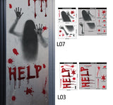 Popxstar 1Set Halloween Decora Stickers Bloody Handprint Window Door Wall Clings Poster Bloody Window Stickers Halloween Party Supplies