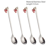 Popxstar 4Pcs Navidad Christmas Coffee Spoons Teaspoons Dessert Stainless Steel Spoons Tableware Christmas Gift Noel New Year