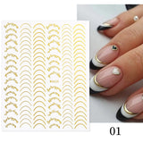 Popxstar Geometric Lines Flowers Leaves 3D Nail Sticker Figure Woman Face Pattern Special Self Adhesive Nail Art Decals Manicures Sliders