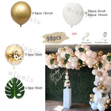 Popxstar White Metal Gold Balloon Garland Arch Kit Girl Propose Wedding Party Latex Birthday Ballons Gender Reveal Baby Shower Decoration