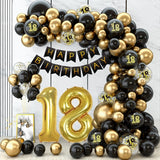 Popxstar Black Gold Balloon Garland Arch Kit Confetti Latex Balloon Happy 18 30 40 50 Year Old Birthday Party Decor Adults Anniversary