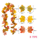 Popxstar 1.75M Red Maple Leaf Vine Garland Decoration Autumn Thanksgiving Autumn Decoration Outdoor Hanging Vine Artificial Maple Leaf