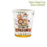 Popxstar Jungle Animals Disposable Tableware Wild One Woodland Safari 1st Birthday Party Decoration Kids Baby Shower Jungle Themed Party