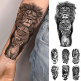 Popxstar Waterproof Temporary Tattoo Sticker Lion Family Flash Tatto Tiger Wolf Moon Crown Flower Body Art Arm Fake Tatoo Men Women