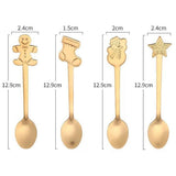 Popxstar 4Pcs Navidad Christmas Coffee Spoons Teaspoons Dessert Stainless Steel Spoons Tableware Christmas Gift Noel New Year