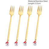 Popxstar 4Pcs Navidad Christmas Coffee Spoons Teaspoons Dessert Stainless Steel Spoons Tableware Christmas Gift Noel New Year