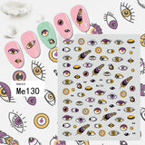 Popxstar Nail Art Stickers Water Decals Eyes Stripe Nail Art Decorations for Manicure Accessories Press on Nails Foil Stickers and Decals