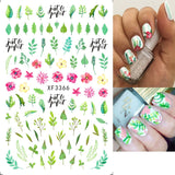 Popxstar black Glue Stickers Spring Summer Daisys Sunflowers Nail Decals Decoration For Nail Art Manicure Beauty