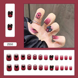 24pcs Butterfly decorated false nails Removable Long Paragraph Fashion Manicure fake nail tips full cover acrylic for girls nail