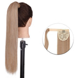 Popxstar Synthetic Corn Wavy Long Ponytail  Hairpiece Wrap on Clip Hair Extensions Ombre Brown Pony Tail Blonde Fack Hair