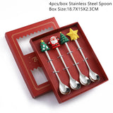 Popxstar 4Pcs Navidad Christmas Coffee Spoons Teaspoons Dessert Stainless Steel Spoons Tableware Christmas Gift Noel New Year