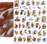 Popxstar Nail Art Stickers Water Decals Eyes Stripe Nail Art Decorations for Manicure Accessories Press on Nails Foil Stickers and Decals