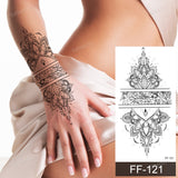 Popxstar fake henna tattoo mandala lotus flowers jewery arabic indian egyptian tattoo sleeve hand finger breast tatoo black waterproof