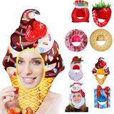 Strawberry Fruit Snacks Christmas Tree Hat Christmas Fruit Headgear Performance Props Halloween Carnival Headdress Party Cosplay