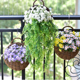 Popxstar Flower Planter Wall Hanging Wicker Rattam Basket Garden Vine Pot Plants Holder